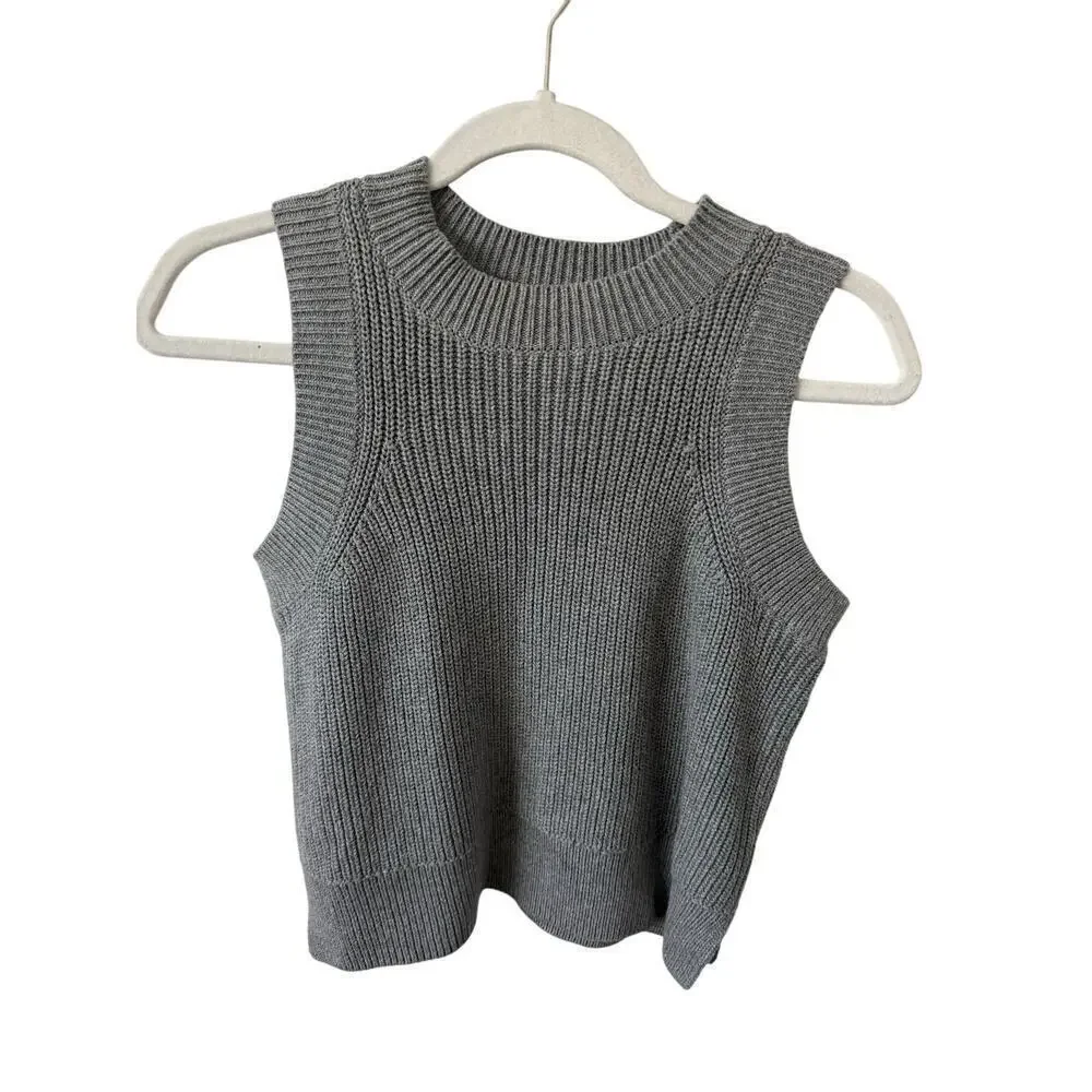 525 DEMI: HIGH CREWNECK COTTON TANK - Grey - XS - Picture 2 of 4